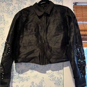 Maje Linen Cropped Shirt